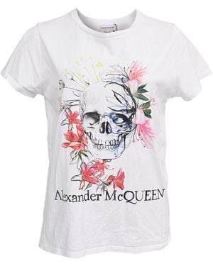 McQueen Skull Printed T-shirt, Size It 38 (authentic Pre-loved) - White