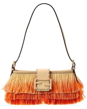 Fendi Baby Raffia Shoulder Bag - Red