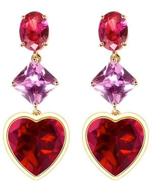Eye Candy LA Cz Nahid Heart Drop Earrings - Red