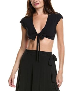 Commando Classic Wrap Cover-Up Crop Top - Black