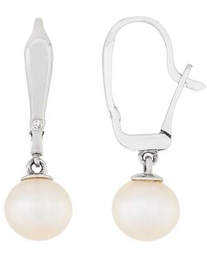 Masako Pearls Splendid Pearls 14k Diamond & 8-8.5mm Pearl Earrings - White