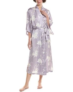 NATORI EDIT Lily Printed Satin Icon Robe - Purple