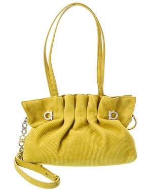 Ferragamo Logo Suede Tote - Yellow