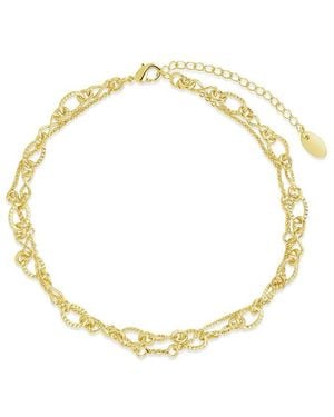Sterling Forever 14k Plated Radella Layered Chain Ankle Bracelet - Metallic