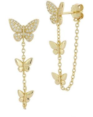 Glaze Jewelry 14K Over Cz Butterfly Drop Earrings - Metallic