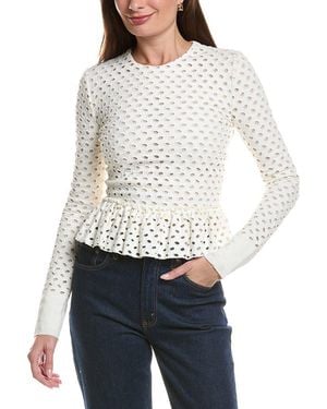 Tom Ford Silk-Lined Eyelet Top - White