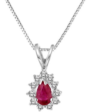 LEVARON 14K 0.35 Ct. Tw. Diamond & Ruby Pendant - Pink