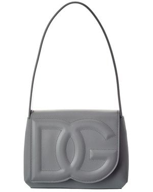 Dolce & Gabbana Dg Logo Leather Shoulder Bag - Grey