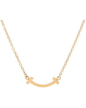 Tiffany & Co. 18k Gold T Smile Pendant Necklace 18k Yellow Gold Mini (authentic Pre-loved) - Metallic