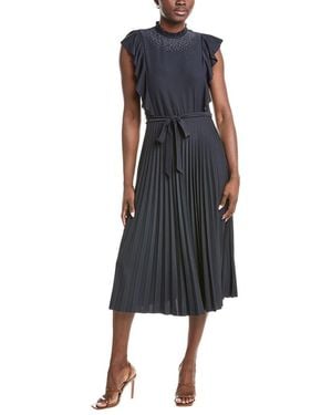 Sharagano Ruffle Midi Dress - Blue
