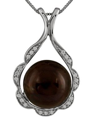 Splendid 14-15Mm Pearl Cz Pendant - Black