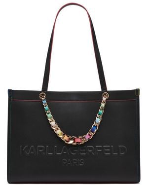 Karl Lagerfeld Savoie Leather Tote - Black