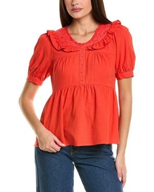 CELESTINE SEI Puff Sleeve Top - Red