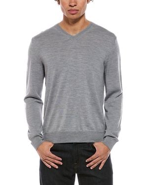 Bruno Magli Merino Wool-Blend V-Neck Jumper - Grey