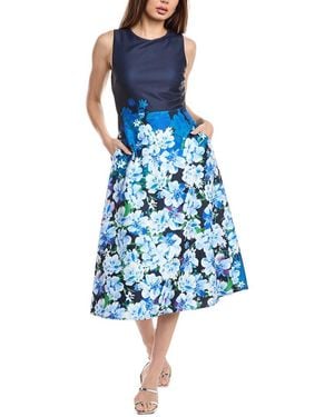 Donna Ricco Scuba Midi Dress - Blue