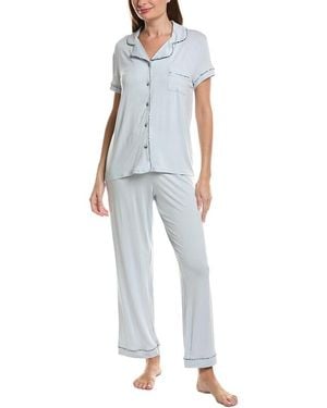 THREAD & STITCH 2pc Notch Collar Top & Pant Pj Set - Blue