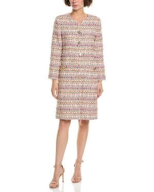 St. John Raised Plaid Tweed Dress - Orange