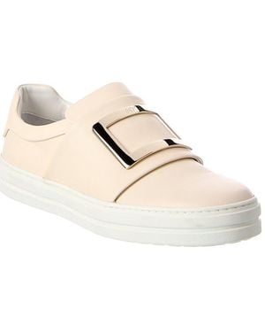 Roger Vivier Leather Slip-On Sneaker - Natural