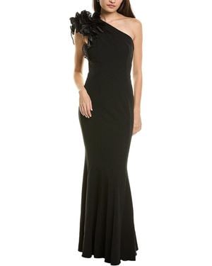 Aidan Mattox One-Shoulder Gown - Black