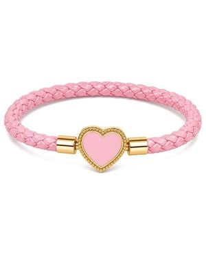 jean claude Leather & Stainless Steel Cz Bracelet - Pink