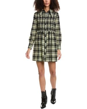 Ganni Seersucker Shirtdress - Green