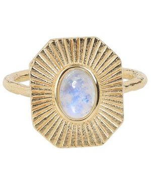 TIRAMISU 14k Over Silver 0.90 Ct. Tw. Rainbow Moonstone Ring - Metallic