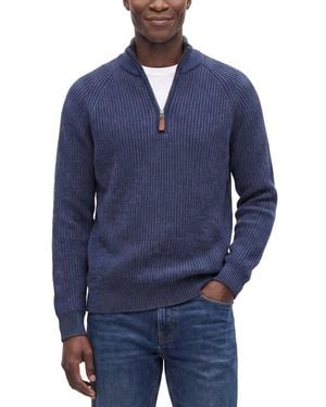 Forte Cashmere 100% Cashmere Mock Neck 1/4-Zip 100% Cashmere Jumper - Blue