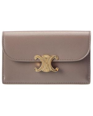 Celine Triomphe Long Leather Card Holder - Gray
