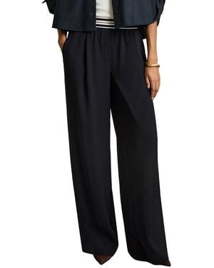Reiss Abs Stripe Waistband Wide Leg Trouser - Black