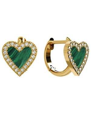 Gabi Rielle 14k Over Silver Malachite Cz Huggie Earrings - Green