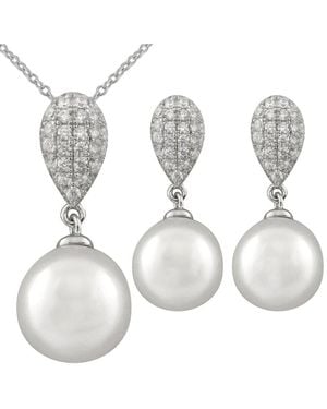 Splendid 8Mm Pearl Cz Set - White