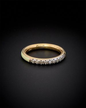 Italian Gold Over Silver 18k Italian Gold Vermeil 0.12 Ct. Tw. Diamond Enamel Ring - Black