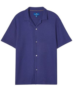 Robert Talbott Williams Waffle Knit Camp Shirt - Blue