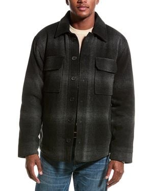 Tahari Bryant Plaid Quilted Wool-Blend Shirt Jacket - Black