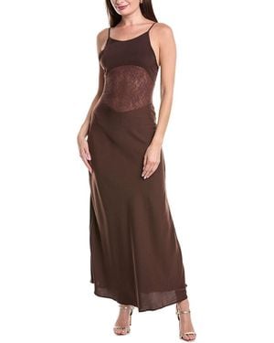 WeWoreWhat Lace Slip Midi Dress - Brown