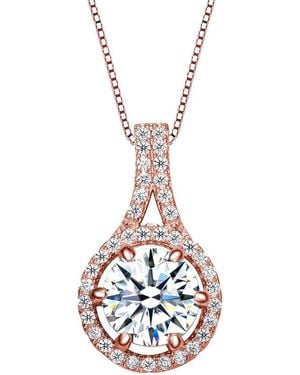 Genevive Jewelry 18k Rose Gold Plated Cz Pendant - White
