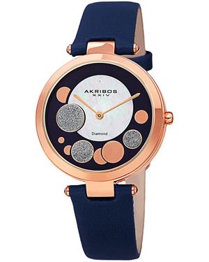 Akribos Xxiv Genuine Leather Diamond Watch Lyst UK