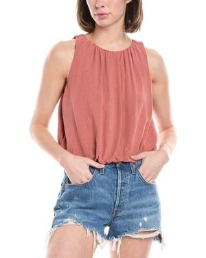 Harper Linen-Blend Bubble Tank - Red
