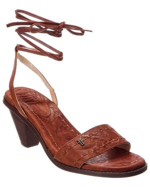 Frye Estelle Ankle Tie Leather Sandal - Red