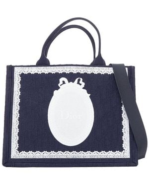 Dior Cotton Jonathan Anderson Medium Book Tote (Authentic Pre-Loved) - Blue