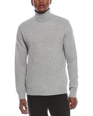 Kier + J Fancy Stitch Wool & Cashmere-Blend Turtleneck Sweater - Gray