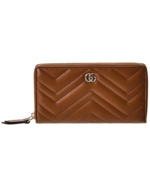 Gucci Gg Marmont Leather Zip Around Wallet - Brown