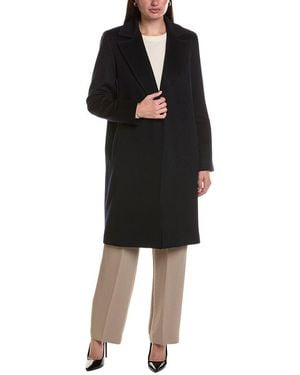 Sofiacashmere Sofiacashmere Single-Breasted Notched Lapel Wool & Cashmere-Blend Coat - Black