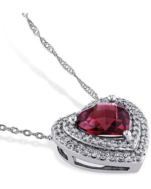 Diamond Select Cuts 14k 2.27 Ct. Tw. Diamond & Rhodolite 30in Pendant Necklace - Red