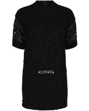 Valentino Vlogo Chain Embellished Lace Dress - Black