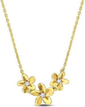Rina Limor 10k 0.04 Ct. Tw. Diamond Floral Necklace - Metallic