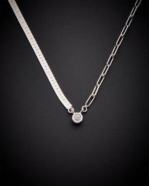 Meshmerise 18k Over Silver 0.1 Ct. Tw. Diamond Necklace - Black