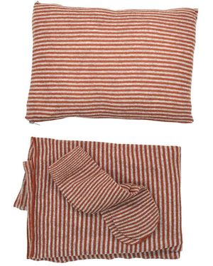Portolano Wool & Cashmere-blend Travel Set In Mini Stripes - Pink