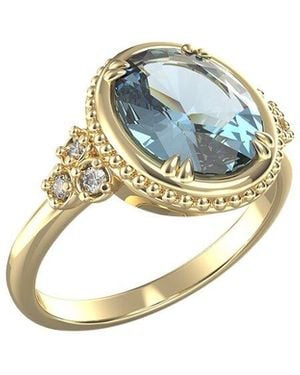 Reiss 14K 3.15 Ct. Tw. Diamond & Topaz Ring - Blue