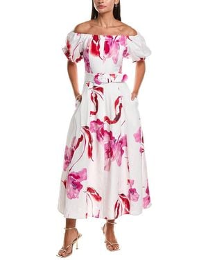Nicholas Santha Linen-blend Midi Dress - Pink